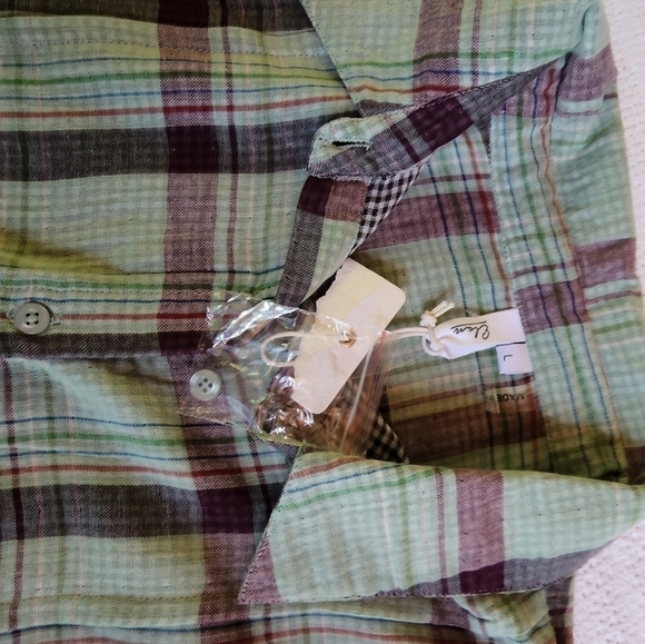 Elan Sz. L Long Sleeve Button Down Multicolored Oversized Shirt with Pocket - Picture 13 of 14